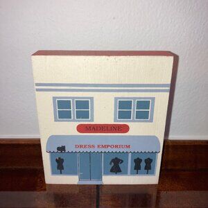 The Cat's Meow Series X Madeline's Dress Shop 1992 Wooden Shelf Sitter